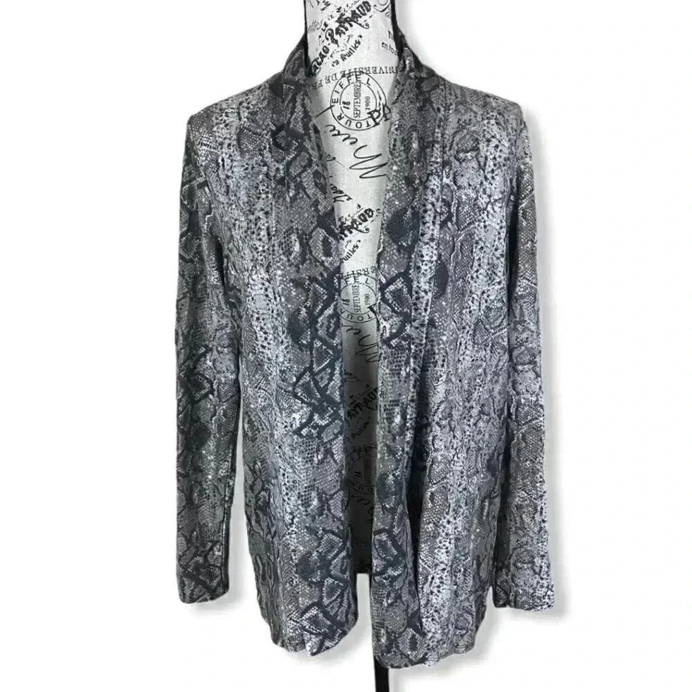 Gibson Snakeskin Collared Opened Cardigan- XS